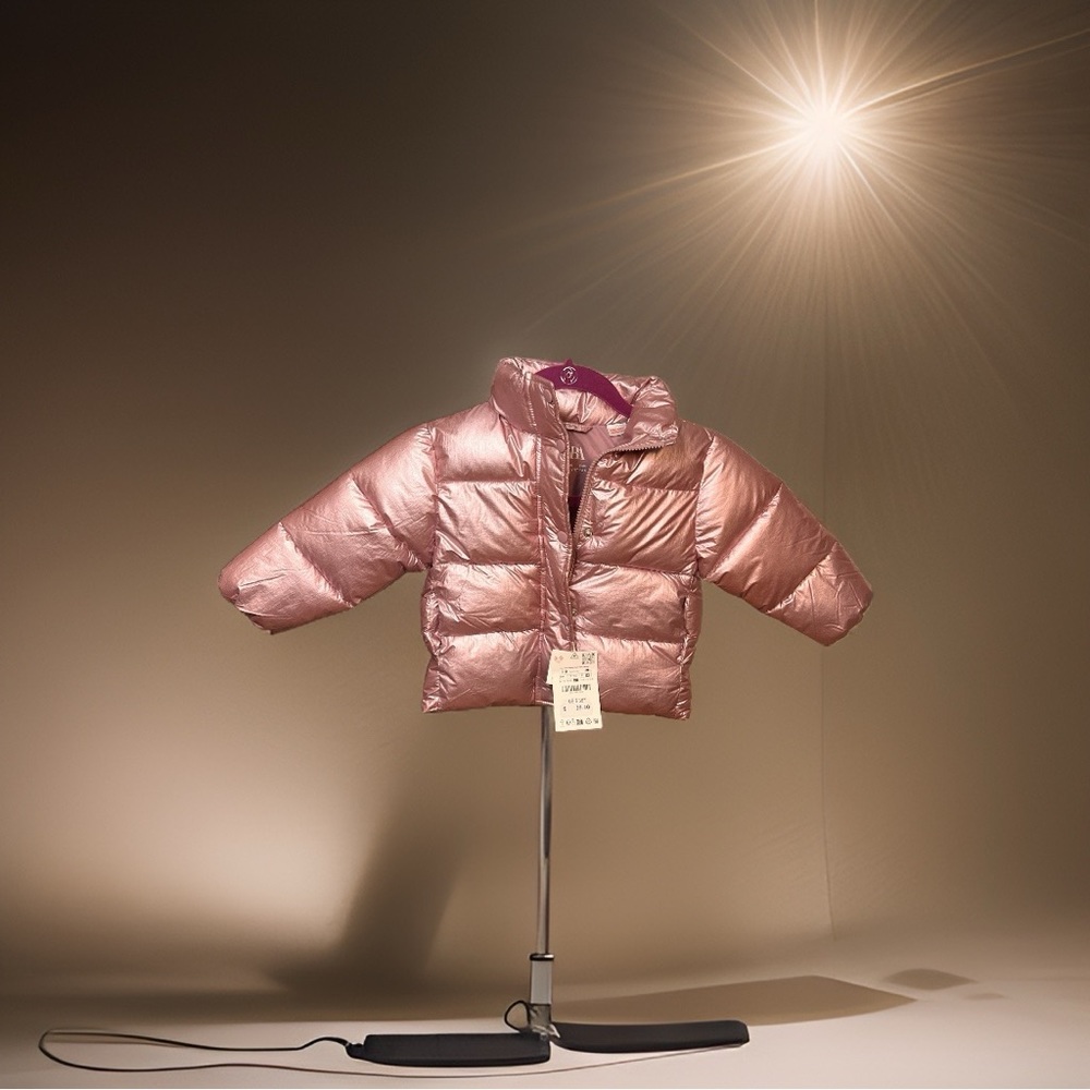 Metallic Pink Toddler Puffer Jacket